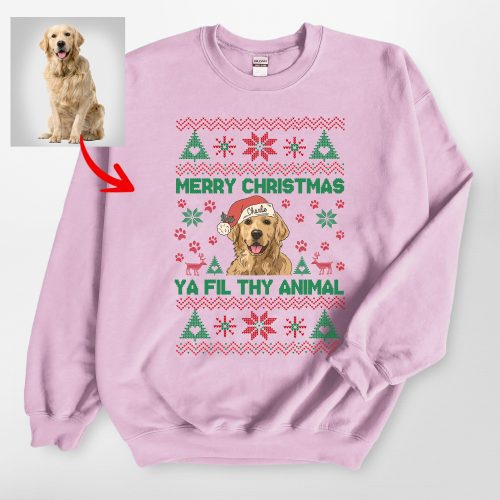 Ugly Christmas Sweatshirt For Dog Owners, Custom Dog Gildan Sweatshirt - Pawarts