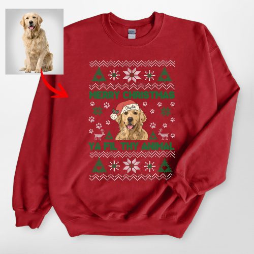 Ugly Christmas Sweatshirt For Dog Owners, Custom Dog Gildan Sweatshirt - Pawarts