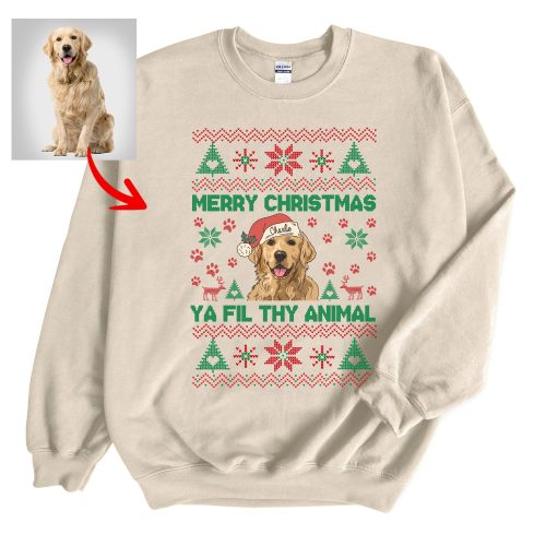 Ugly Christmas Sweatshirt For Dog Owners, Custom Dog Gildan Sweatshirt - Pawarts