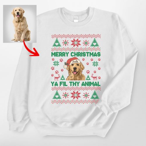 Ugly Christmas Sweatshirt For Dog Owners, Custom Dog Gildan Sweatshirt - Pawarts