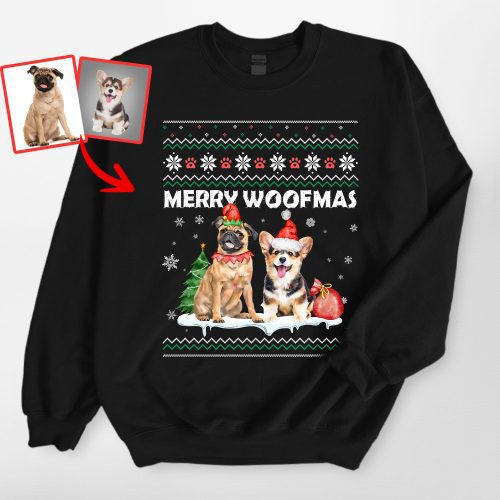 Customized Ugly Christmas Sweatshirt For Dog Lovers - Gildan Sweatshirt - Pawarts