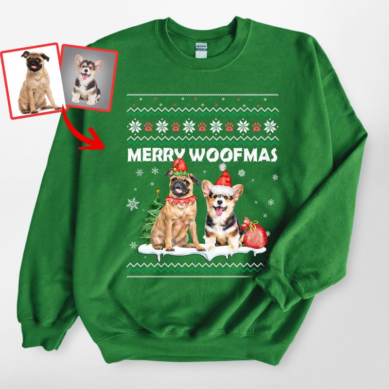 Customized Ugly Christmas Sweatshirt For Dog Lovers - Gildan Sweatshirt - Pawarts