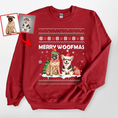 Customized Ugly Christmas Sweatshirt For Dog Lovers - Gildan Sweatshirt - Pawarts