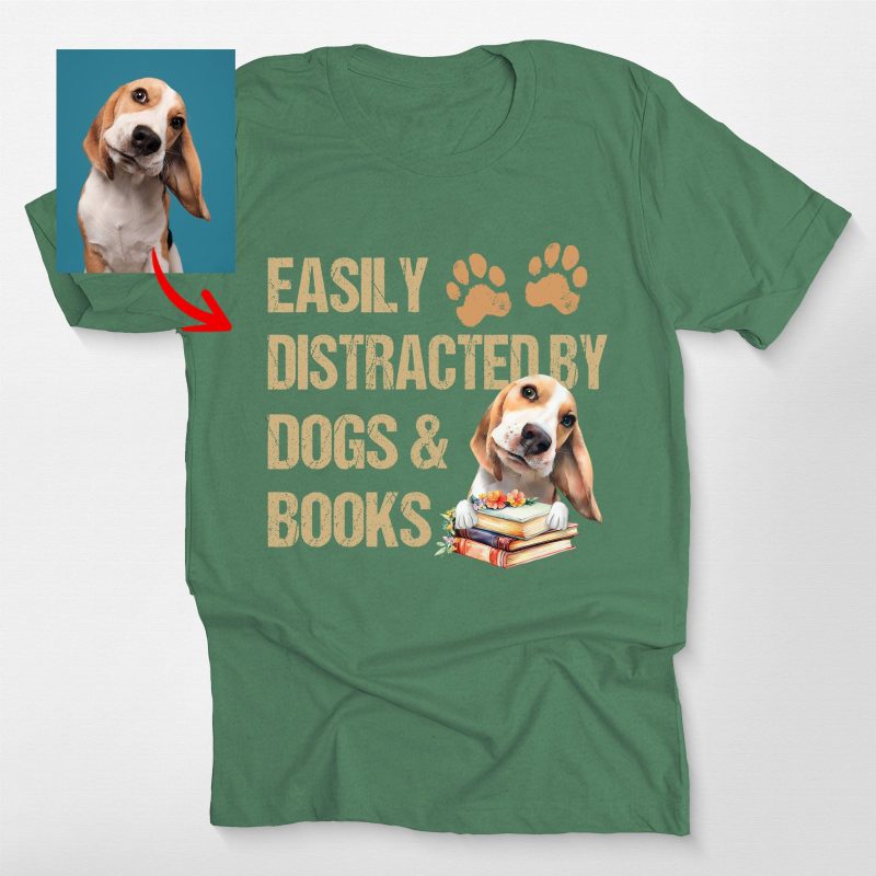 Easily Distracted By Dogs & Books Shirt, Funny Dog Bella Canvas Tee - Pawarts