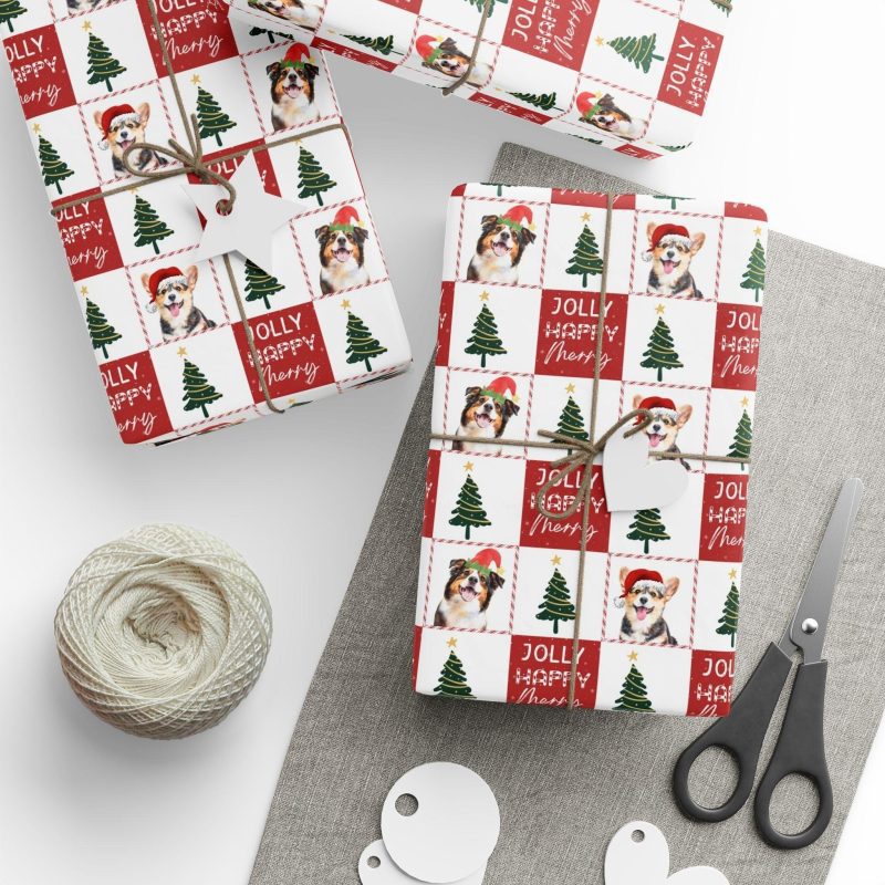 Christmas Custom Pet Portrait Wrapping Paper for Dog Lovers - Pawarts