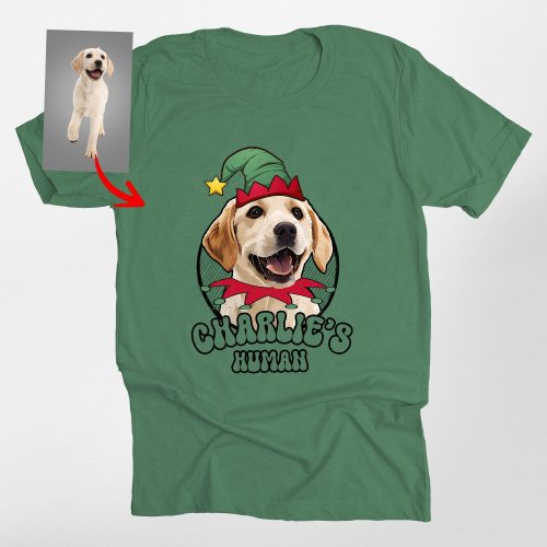 Funny Dog Elf Christmas T-Shirt For Fog Lovers, Bella Canvas Tee - Pawarts