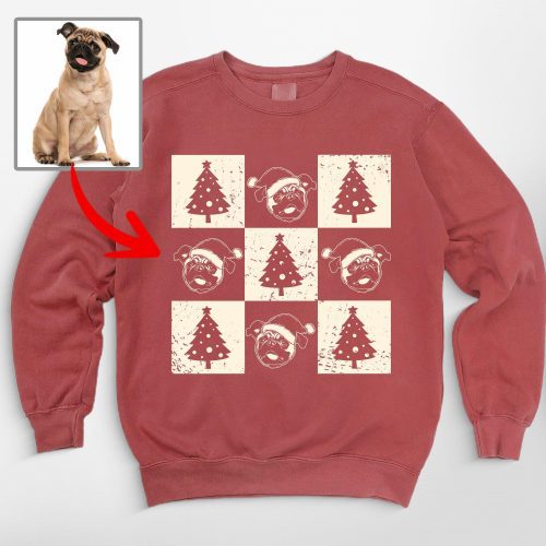 Checkered Christmas Sweatshirt For Dog Mom, Comfort Colors Sweatshirt - Pawarts