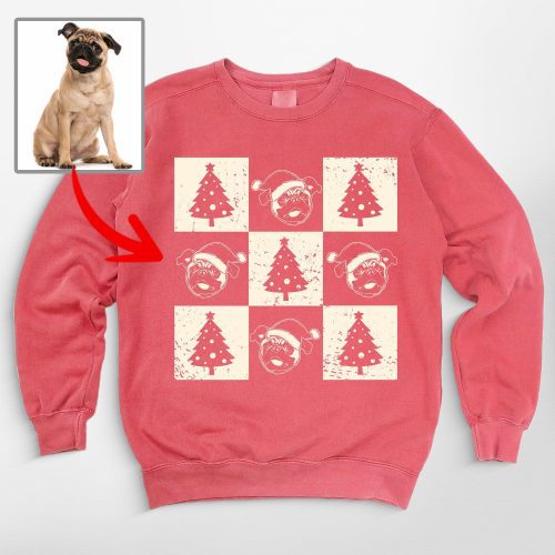 Checkered Christmas Sweatshirt For Dog Mom, Comfort Colors Sweatshirt - Pawarts