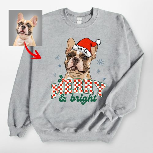 Checkered Merry & Bright Sweatshirt For Dog Lovers, Gildan Sweatshirt - Pawarts