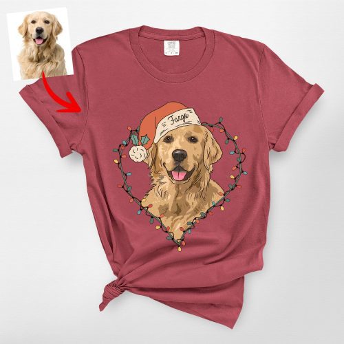 Custom Dog Christmas Comfort Colors Tee - Festive Dog Lover Shirt - Pawarts