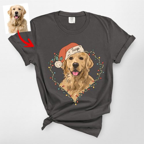 Custom Dog Christmas Comfort Colors Tee - Festive Dog Lover Shirt - Pawarts