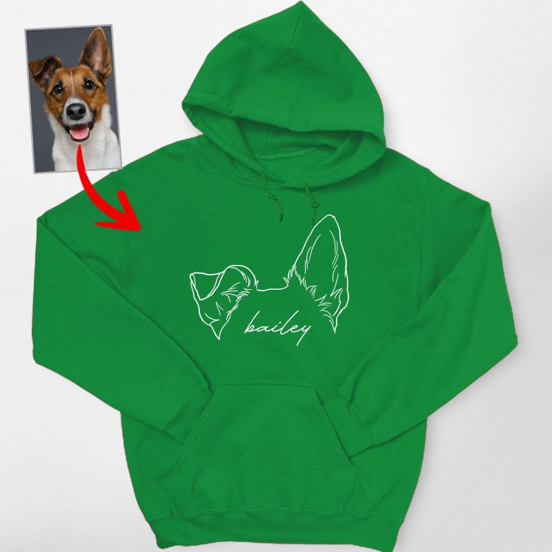 Pawarts | Cute Personalised Dog Ears Outline Hand-drawn Hoodie - Pawarts