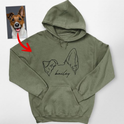 Pawarts | Cute Personalised Dog Ears Outline Hand-drawn Hoodie - Pawarts