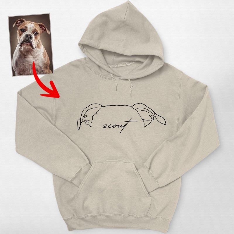 Pawarts | Cute Personalised Dog Ears Outline Hand-drawn Hoodie - Pawarts