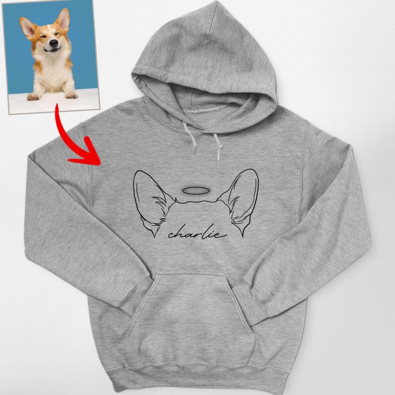 Pawarts | Cute Personalised Dog Ears Outline Hand-drawn Hoodie - Pawarts