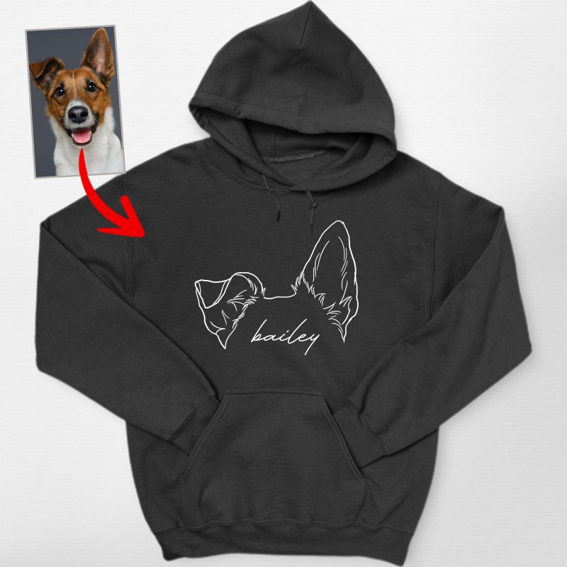 Pawarts | Cute Personalised Dog Ears Outline Hand-drawn Hoodie - Pawarts