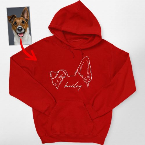 Pawarts | Cute Personalised Dog Ears Outline Hand-drawn Hoodie - Pawarts