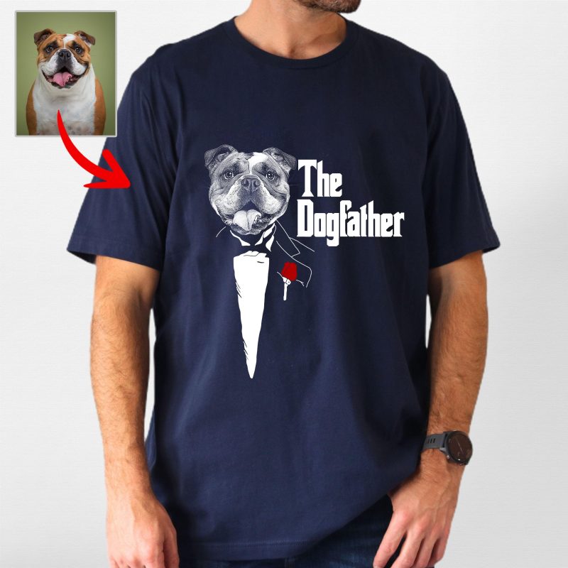 The DogFather - Terrific Personalized Dog Photo Bella Canvas T-shirt For Dog Dad - Pawarts