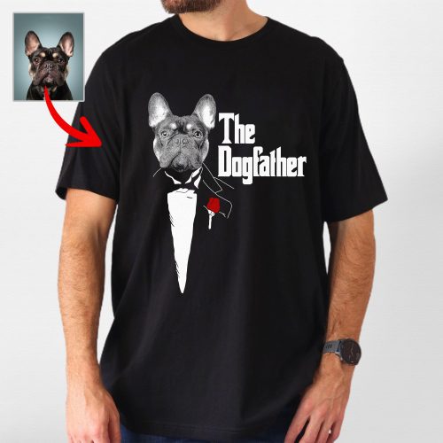 The DogFather - Terrific Personalized Dog Photo Bella Canvas T-shirt For Dog Dad - Pawarts