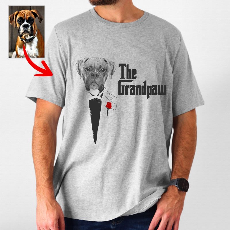 The DogFather - Terrific Personalized Dog Photo Bella Canvas T-shirt For Dog Dad - Pawarts