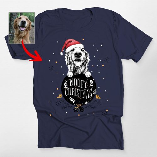 Funny Dog Christmas Bella Canvas Shirt - Custom Dog Portrait Gift - Pawarts