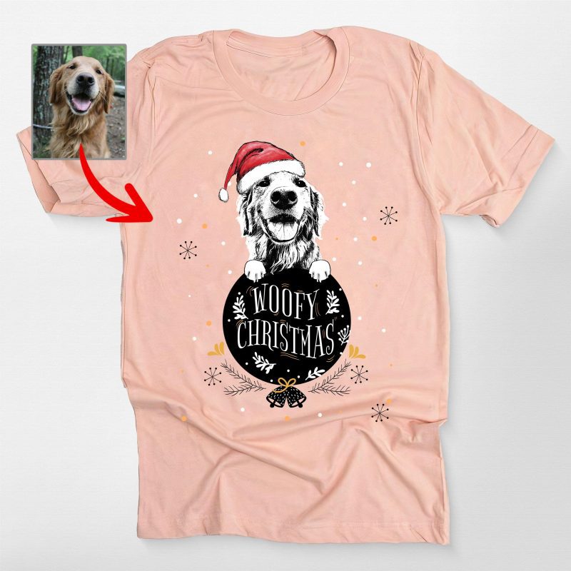 Funny Dog Christmas Bella Canvas Shirt - Custom Dog Portrait Gift - Pawarts