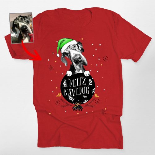 Funny Dog Christmas Bella Canvas Shirt - Custom Dog Portrait Gift - Pawarts