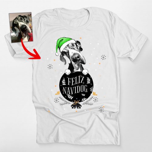 Funny Dog Christmas Bella Canvas Shirt - Custom Dog Portrait Gift - Pawarts