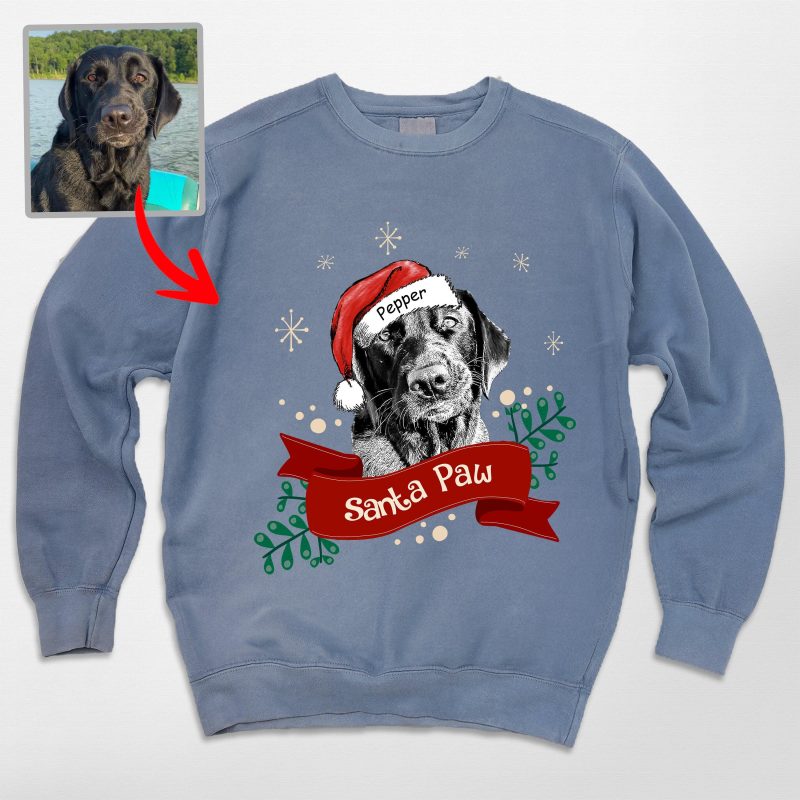 Custom Dog Portrait Comfort Colors Sweatshirt Gift for Dog Lovers Xmas - Pawarts