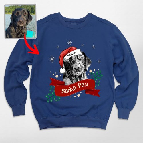 Custom Dog Portrait Comfort Colors Sweatshirt Gift for Dog Lovers Xmas - Pawarts