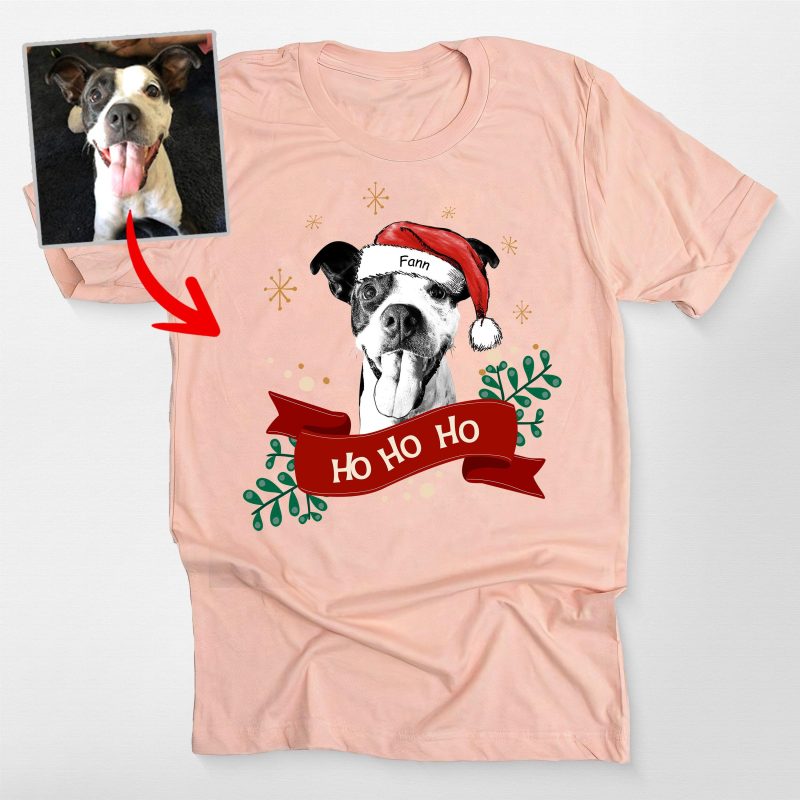 Custom Dog Christmas Shirt with Santa Hat and Red Ribbon for Dog Lovers - Pawarts