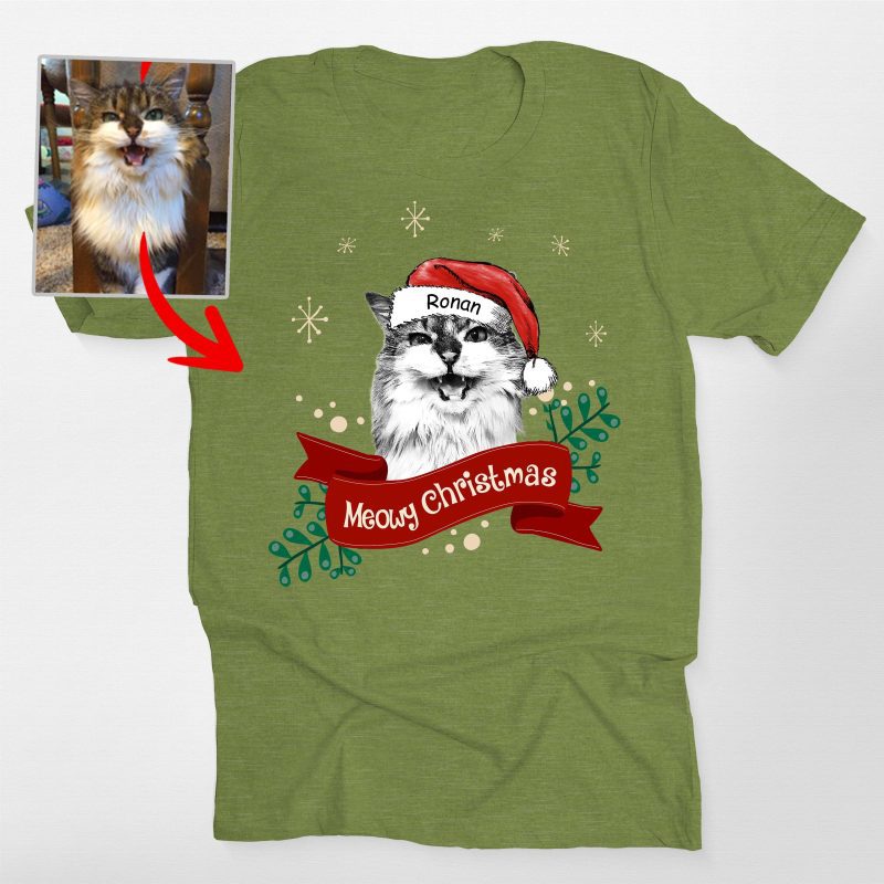 Custom Dog Christmas Shirt with Santa Hat and Red Ribbon for Dog Lovers - Pawarts