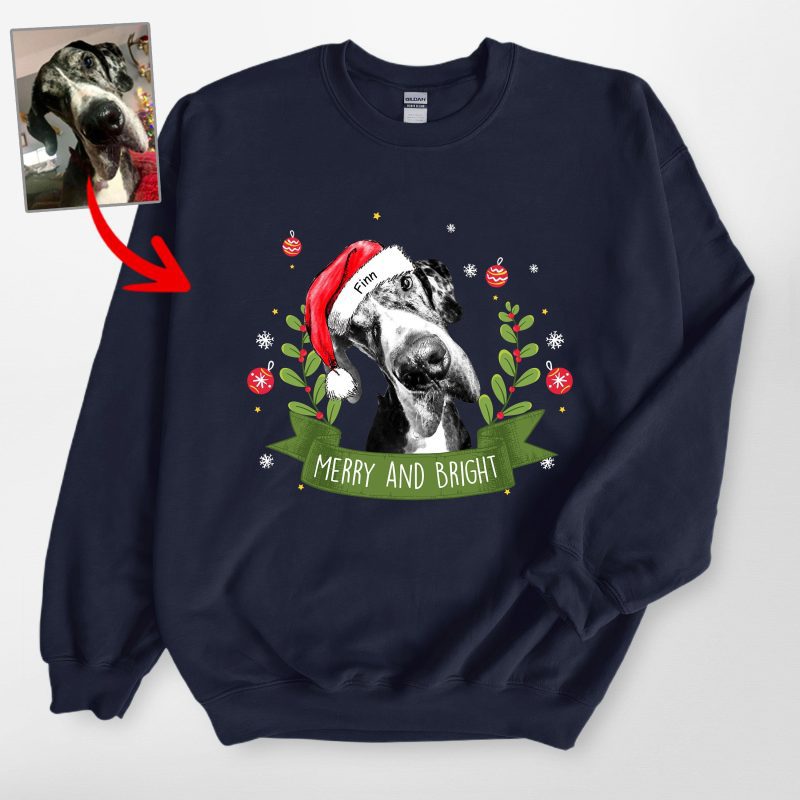 Christmas Gildan Sweatshirt Custom Dog Photo for Dog Lovers - Pawarts