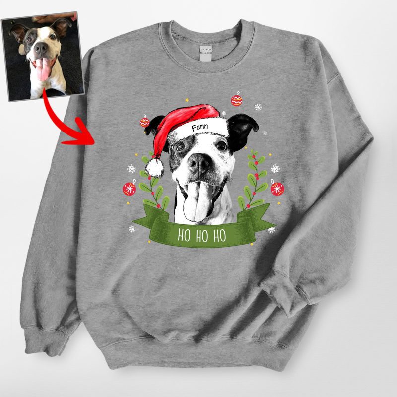 Christmas Gildan Sweatshirt Custom Dog Photo for Dog Lovers - Pawarts