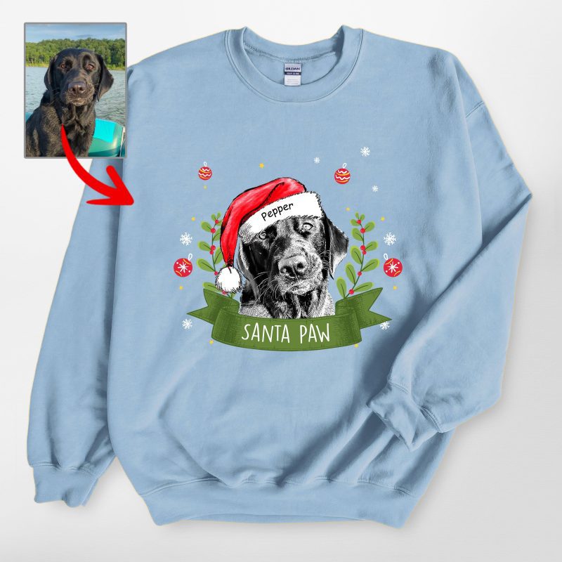 Christmas Gildan Sweatshirt Custom Dog Photo for Dog Lovers - Pawarts