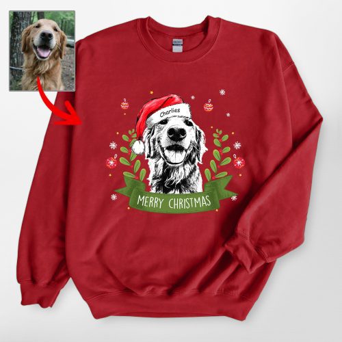 Christmas Gildan Sweatshirt Custom Dog Photo for Dog Lovers - Pawarts