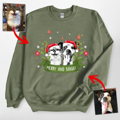 Christmas Gildan Sweatshirt Custom Dog Photo for Dog Lovers - Pawarts