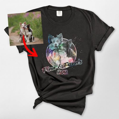 Custom Dog Sketch Comfort Colors Tee, Galaxy or Watercolor Effects, Gift for Dog Lovers - Pawarts