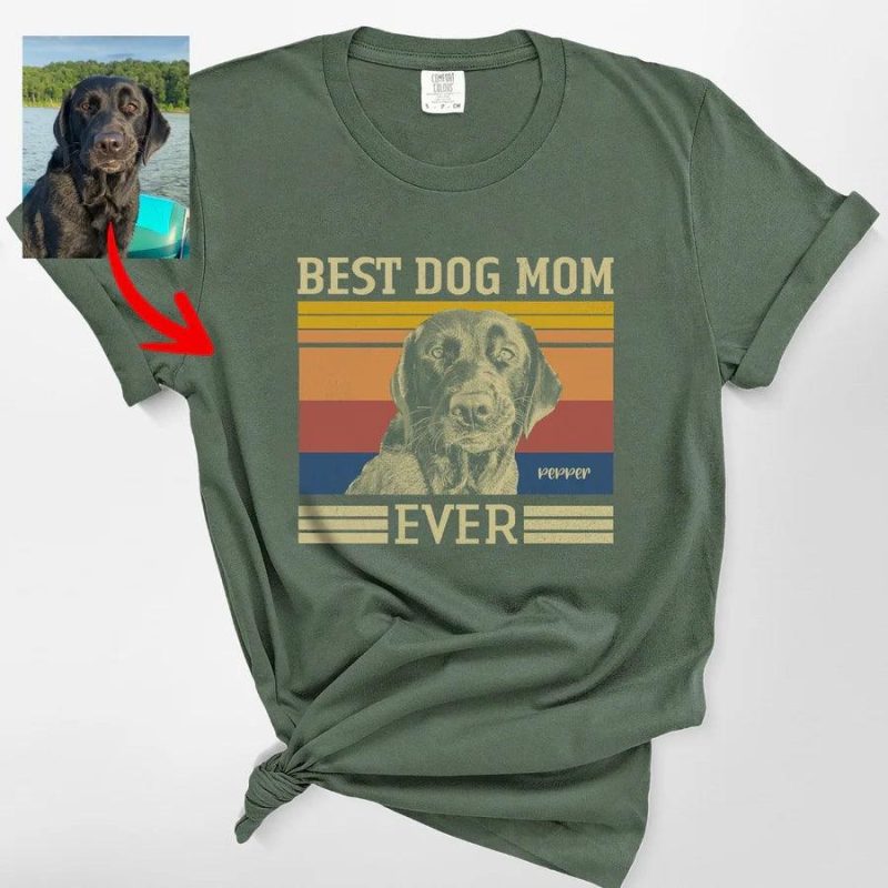 Best Dog Mom Ever Comfort Colors T-Shirt - Vintage Graphic for Mother's Day - Pawarts