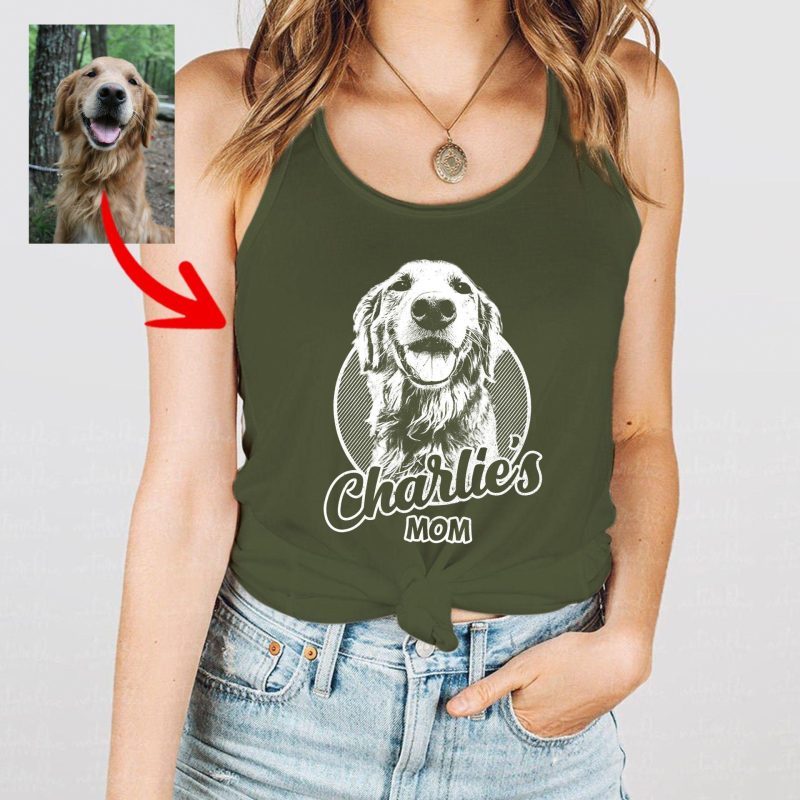 Sketch Custom Dog Photo Tank Top for Dog Moms - Pawarts