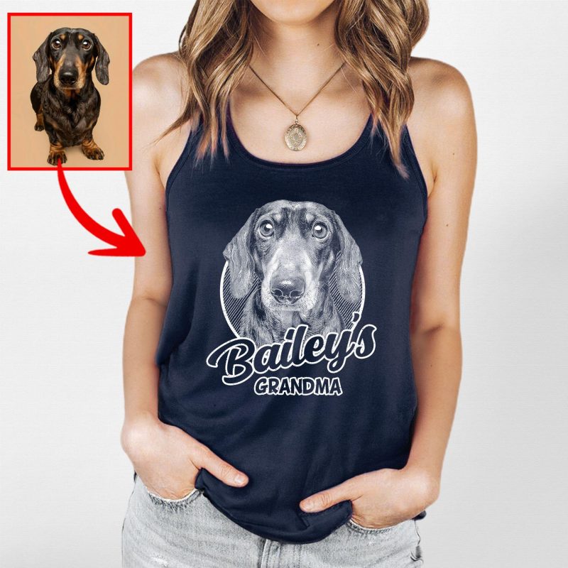 Sketch Custom Dog Photo Tank Top for Dog Moms - Pawarts