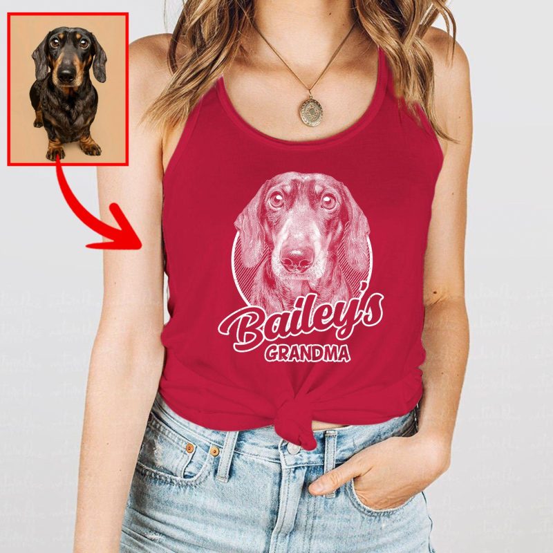 Sketch Custom Dog Photo Tank Top for Dog Moms - Pawarts