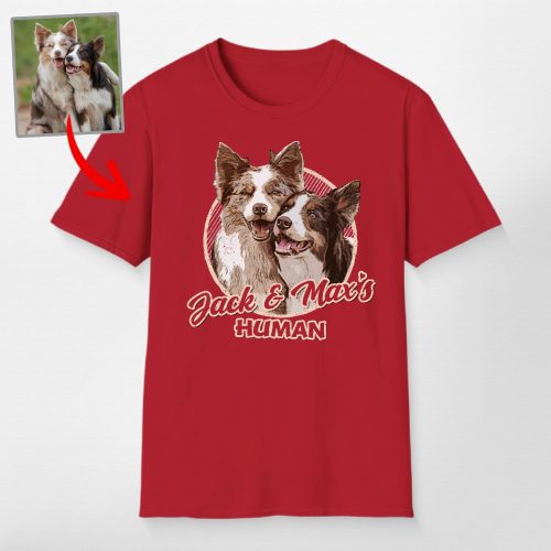 Custom Dog Portrait Unisex Softstyle T-Shirt for Dog Moms and Dads - Pawarts