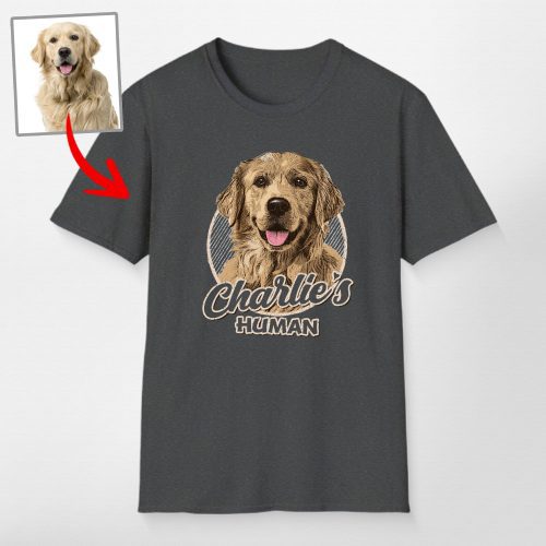 Custom Dog Portrait Unisex Softstyle T-Shirt for Dog Moms and Dads - Pawarts