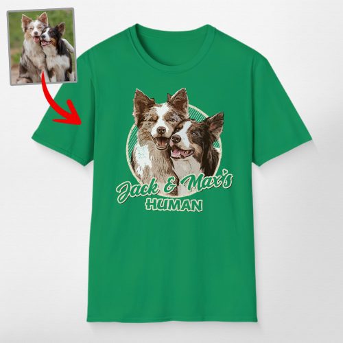 Custom Dog Portrait Unisex Softstyle T-Shirt for Dog Moms and Dads - Pawarts