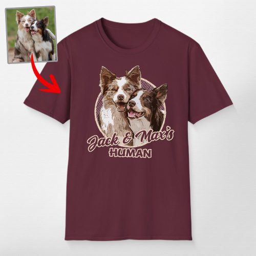 Custom Dog Portrait Unisex Softstyle T-Shirt for Dog Moms and Dads - Pawarts