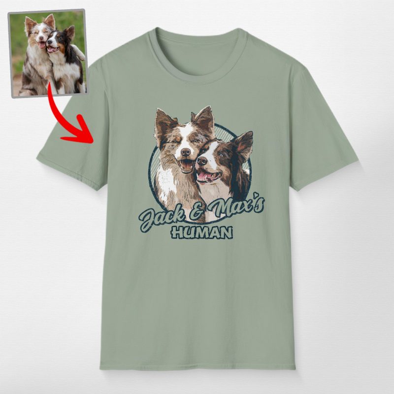 Custom Dog Portrait Unisex Softstyle T-Shirt for Dog Moms and Dads - Pawarts