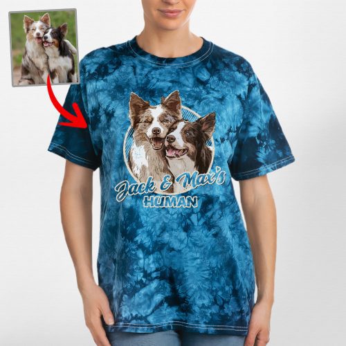 Custom Dog Portrait Tie-Dye Tee for Dog Moms and Dads - Pawarts