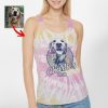 Custom Dog Sketch Portrait Tie Dye Racerback Tank Top, Gift for Dog Moms - Pawarts