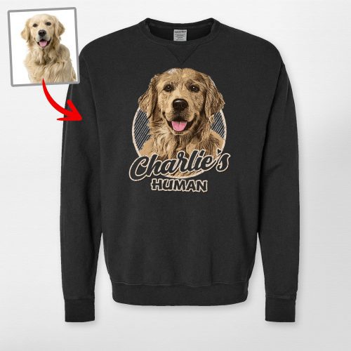 Vibrant Custom Dog Portrait Unisex Hanes ComfortWash Crewneck Sweatshirt for Dog Lovers - Pawarts